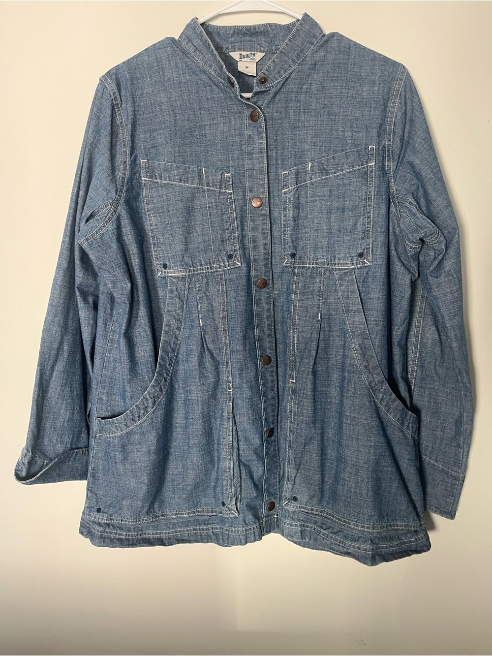 Duluth Trading Co ROOTSTOCK Light Denim Button-Up GARDEN SMOCK Jacket